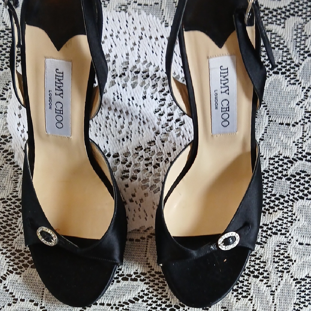 Jimmy Choo Black Suede Heels with D'Orsay Design 4 Inch Heel